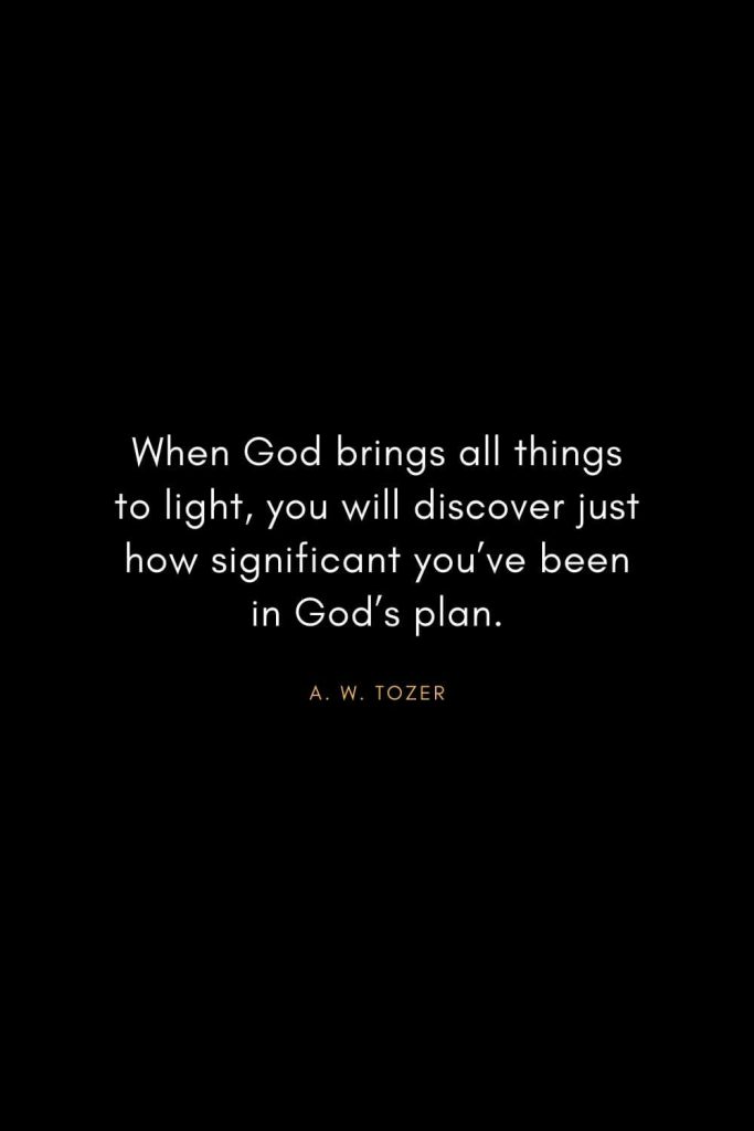 A. W. Tozer Quotes (14): When God brings all things to light, you will discover just how significant you've been in God’s plan.