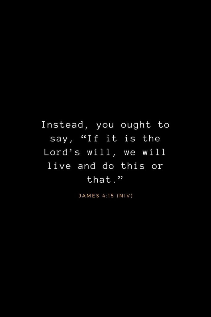 Bible Verses about Life (10): Instead, you ought to say, “If it is the Lord’s will, we will live and do this or that.” James 4:15 (NIV)