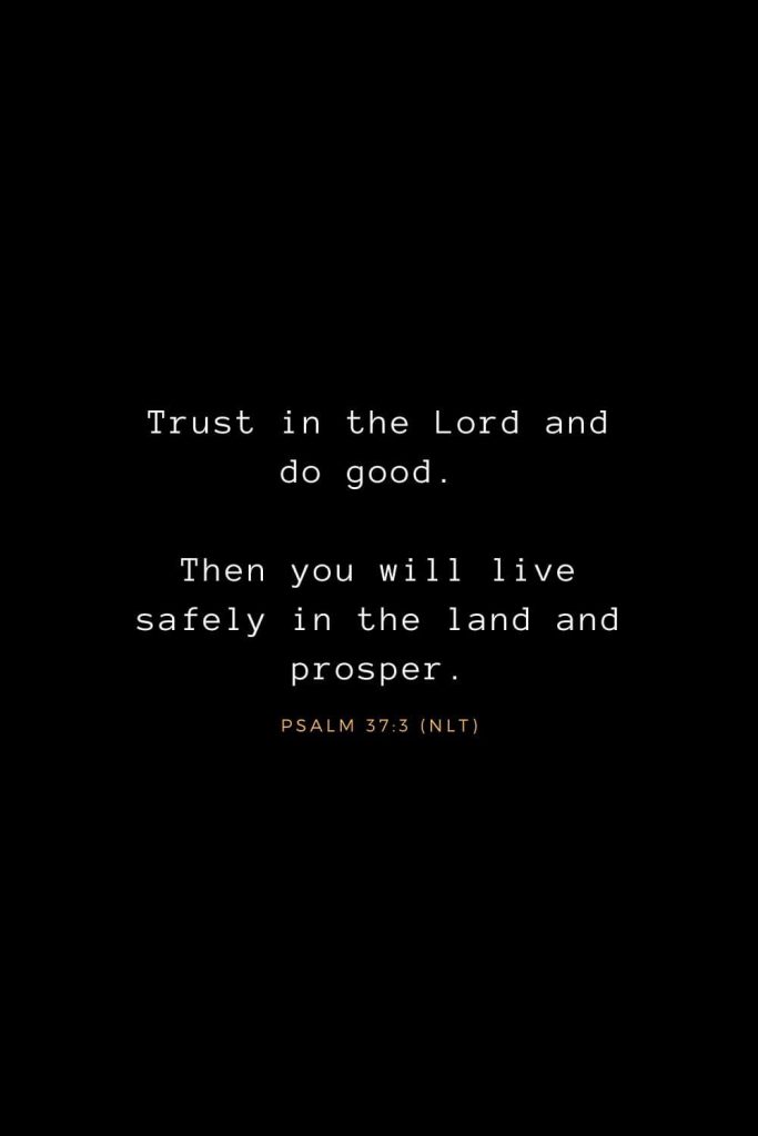 Bible Verses about Life (13): Trust in the Lord and do good. Then you will live safely in the land and prosper. Psalm 37:3 (NLT)