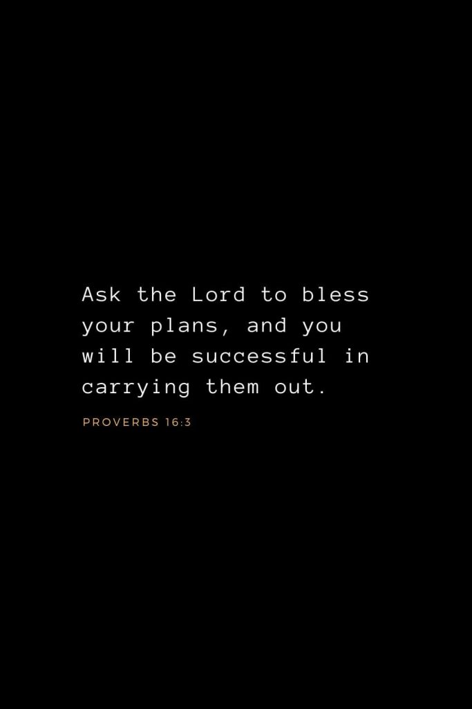 Wisdom Bible Verses (15): Ask the Lord to bless your plans, and you will be successful in carrying them out. Proverbs 16:3