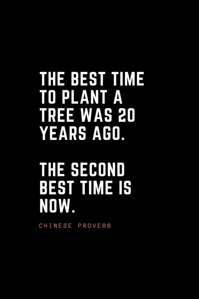 Top 100 Inspirational Quotes (18): The best time to plant a tree was 20 years ago. The second best time is now. – Chinese Proverb