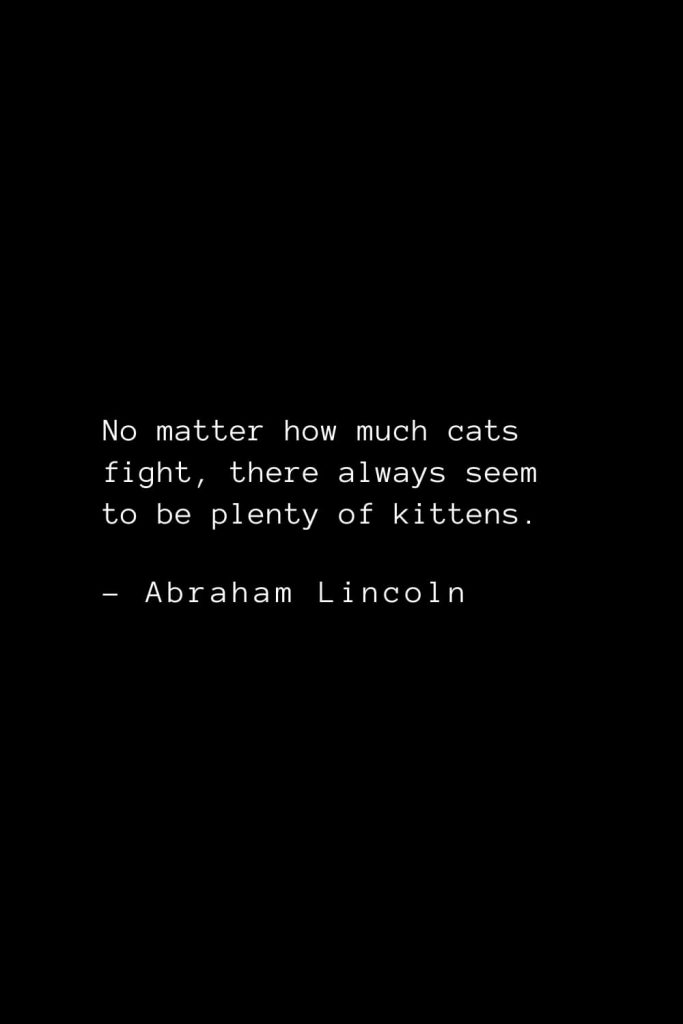 Abraham Lincoln Quotes (55): No matter how much cats fight, there always seem to be plenty of kittens.