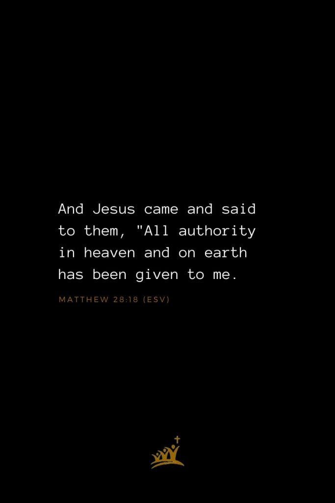 Bible Verses about Christ (15): And Jesus came and said to them, "All authority in heaven and on earth has been given to me. Matthew 28:18 (ESV)