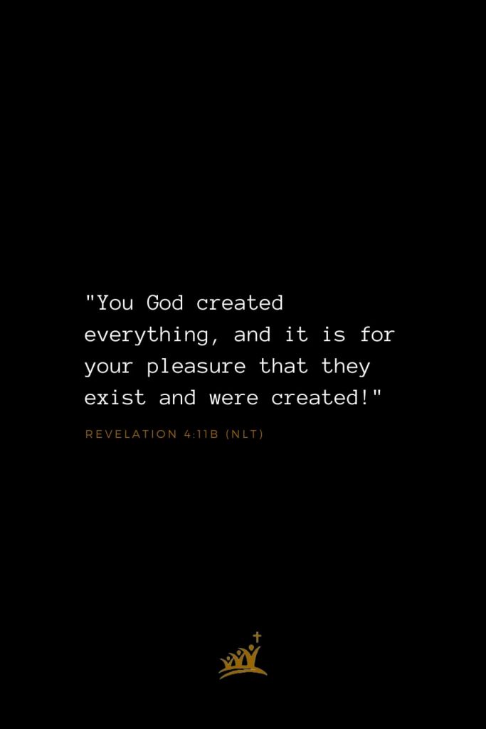 Bible Verses about God (30): "You God created everything, and it is for your pleasure that they exist and were created!" Revelation 4:11b (NLT)