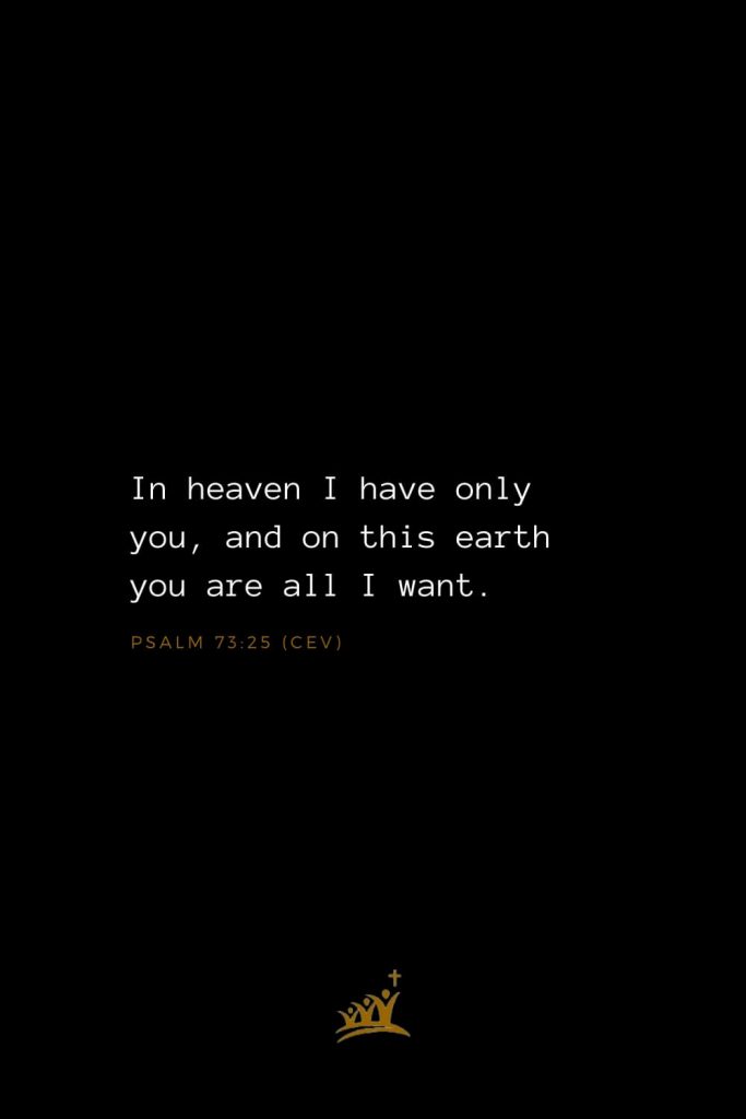 Bible Verses about Heaven (7): In heaven I have only you, and on this earth you are all I want. Psalm 73:25 (CEV)