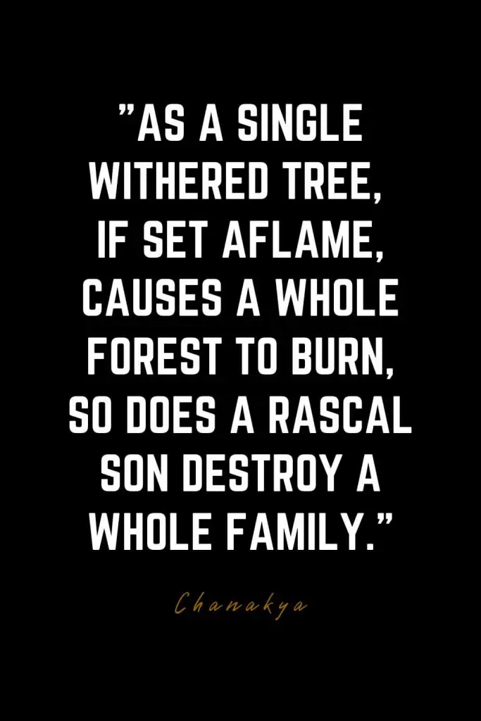 Family Quotes (46): As a single withered tree, if set aflame, causes a whole forest to burn, so does a rascal son destroy a whole family. -Chanakya