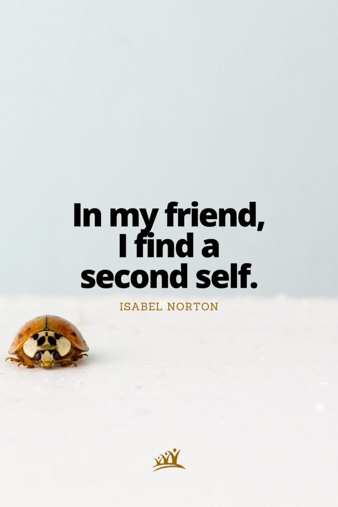 In my friend, I find a second self. – Isabel Norton