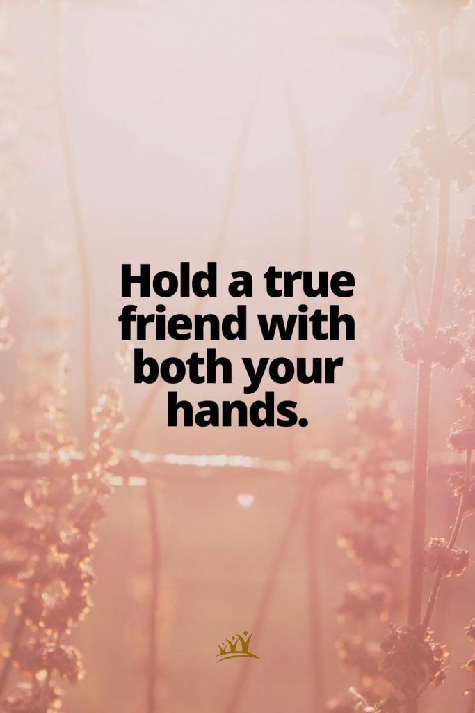 Hold a true friend with both your hands.