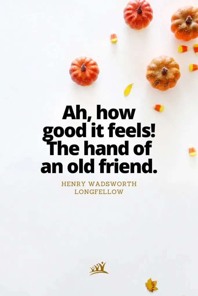 Ah, how good it feels! The hand of an old friend. – Henry Wadsworth Longfellow