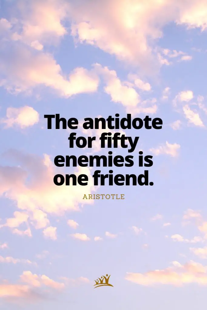 The antidote for fifty enemies is one friend. – Aristotle
