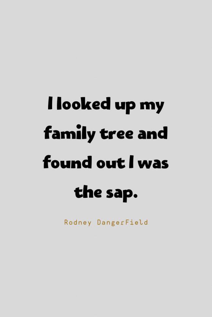 Funny Quotes (57): I looked up my family tree and found out I was the sap. -Rodney DangerField