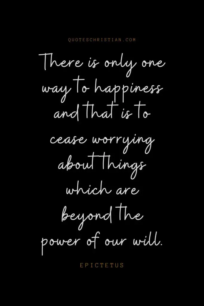 Happiness Quotes (104): There is only one way to happiness and that is to cease worrying about things which are beyond the power of our will. – Epictetus