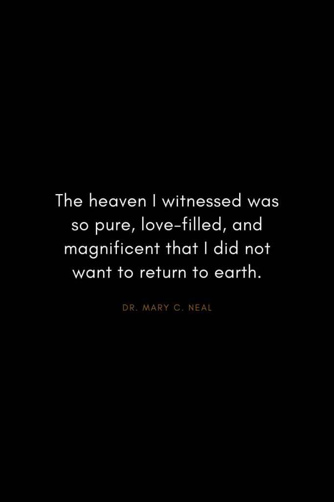 Mary C. Neal Quotes (8): The heaven I witnessed was so pure, love-filled, and magnificent that I did not want to return to earth.