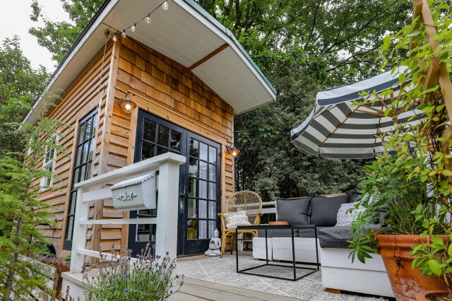 Big Living Outside a Tiny House in Portland