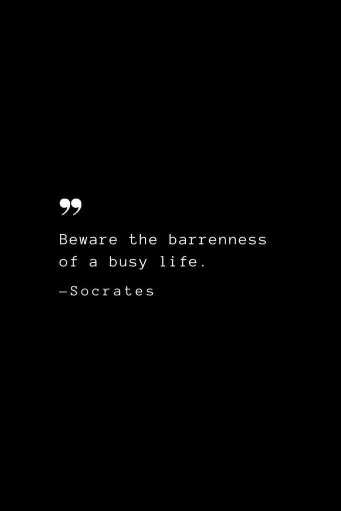 Beware the barrenness of a busy life. — Socrates