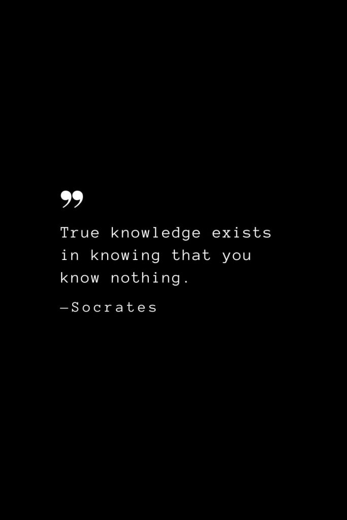 True knowledge exists in knowing that you know nothing. — Socrates