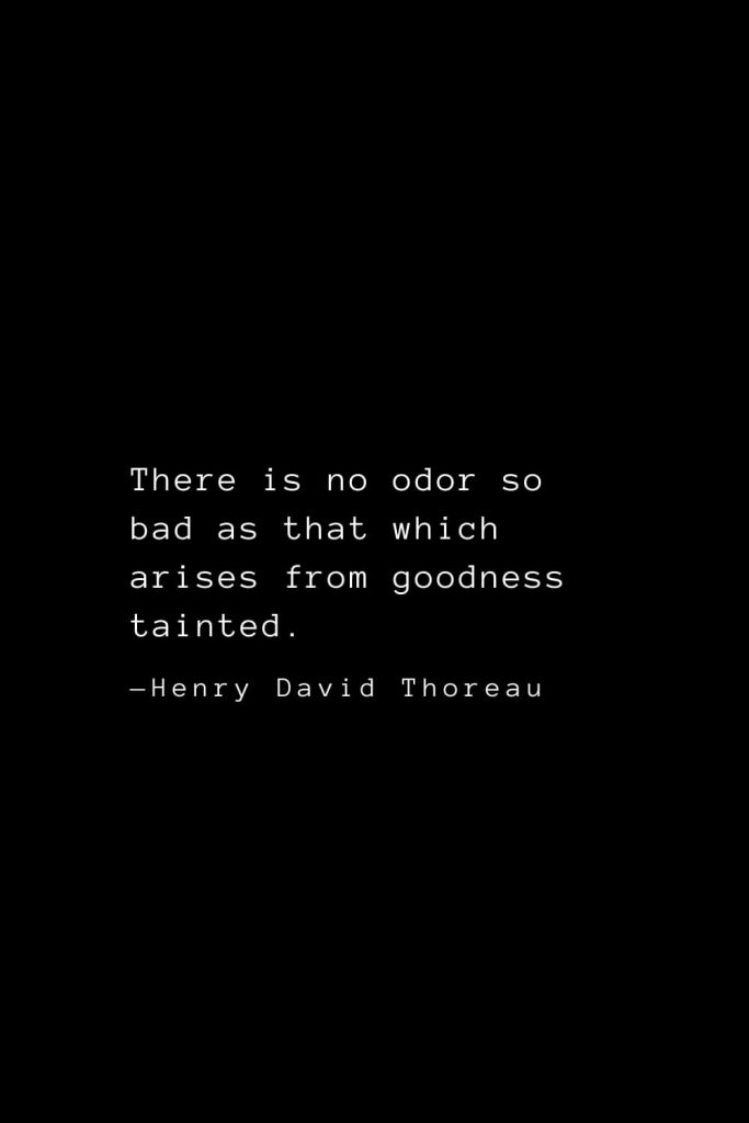 There is no odor so bad as that which arises from goodness tainted. — Henry David Thoreau