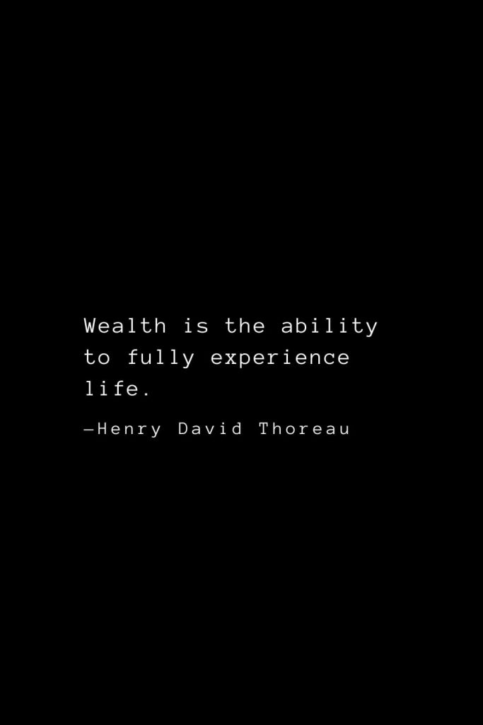 Wealth is the ability to fully experience life. — Henry David Thoreau