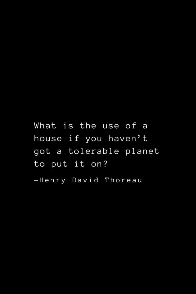 What is the use of a house if you haven’t got a tolerable planet to put it on? — Henry David Thoreau