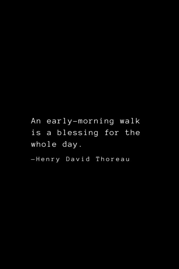 An early-morning walk is a blessing for the whole day. — Henry David Thoreau