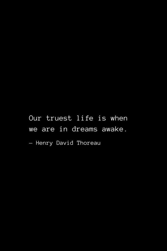 Our truest life is when we are in dreams awake. — Henry David Thoreau