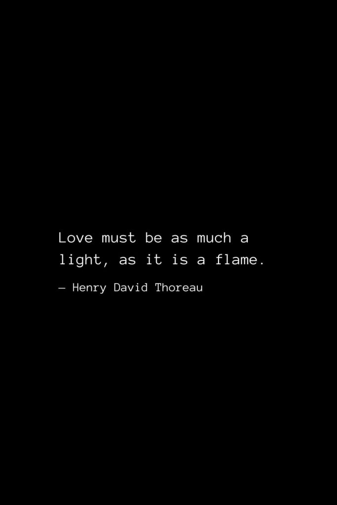 Love must be as much a light, as it is a flame. — Henry David Thoreau