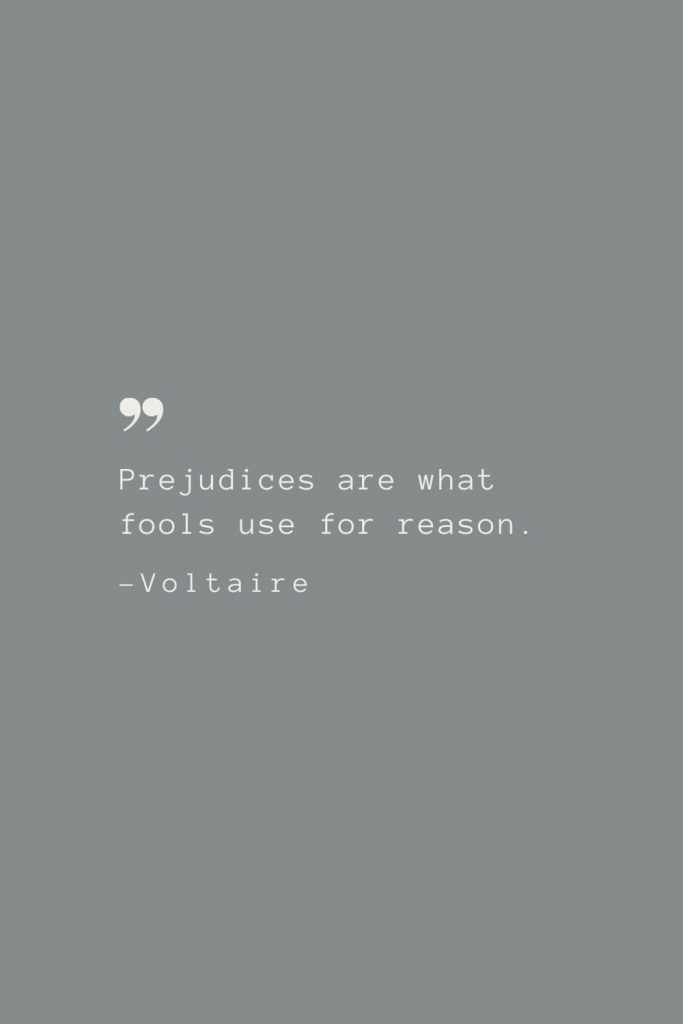 Prejudices are what fools use for reason. –Voltaire