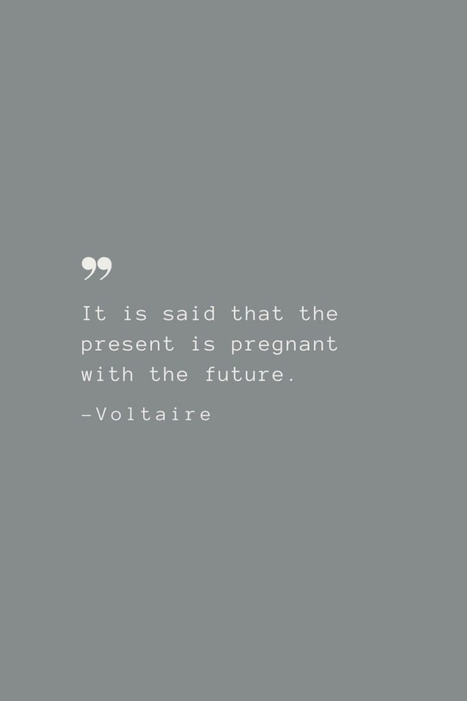 It is said that the present is pregnant with the future. –Voltaire