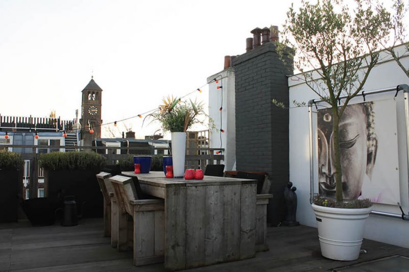 Rooftop lounge in Amsterdam.