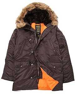 Alpha Industries Men’s N 3B Slim Fit Parka Coat with Removable Faux Fur Hood Trim