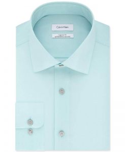 Calvin Klein Men’s Classic Fit Performance Herringbone Spread Collar Shirt