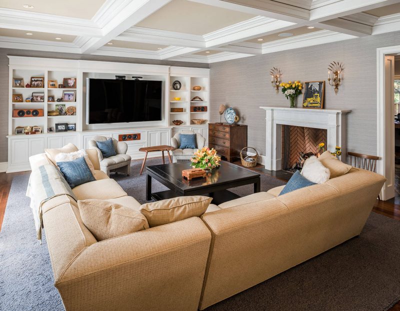 Beams, Built Ins and Fireplace Details