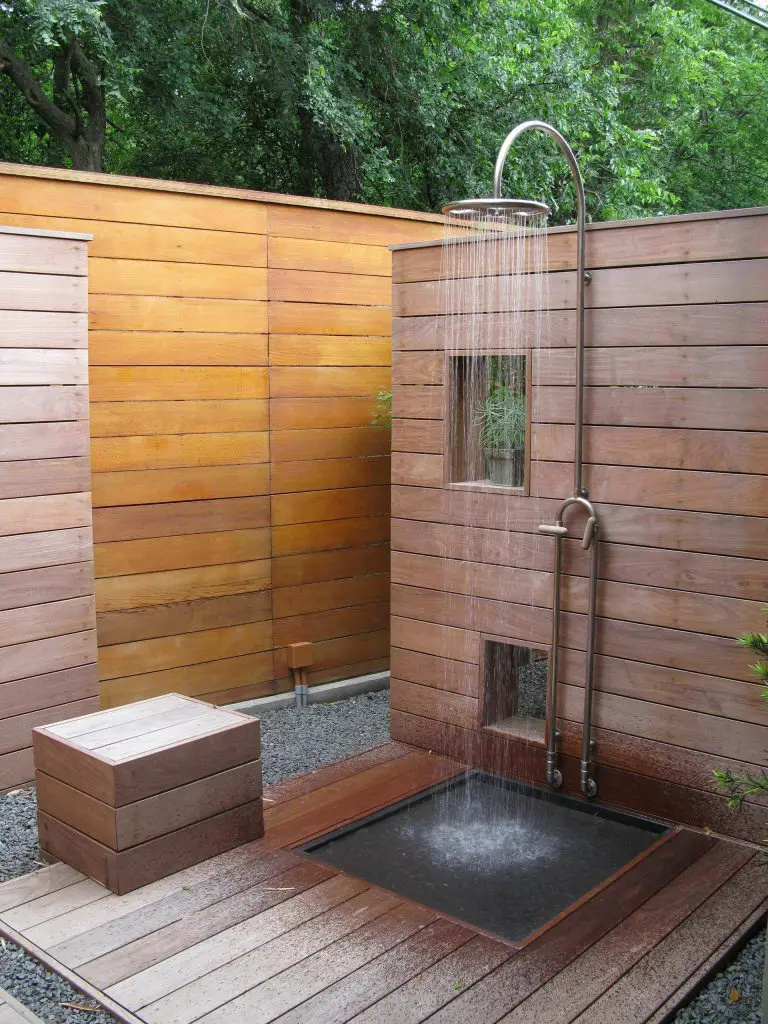 Ipe wood shower by David Rolston Landscape Architects