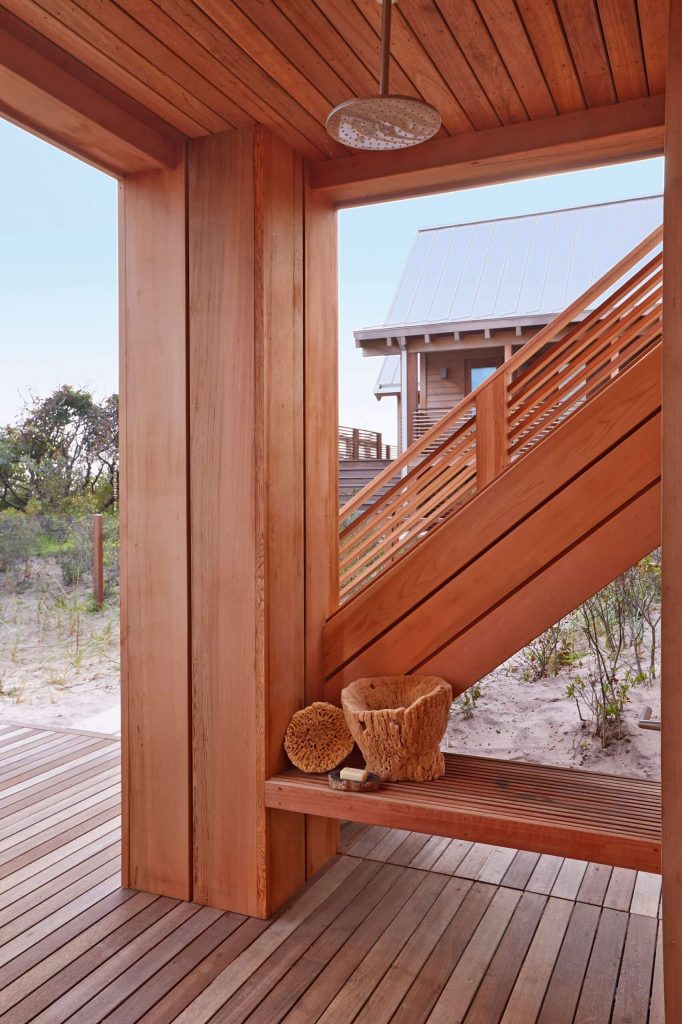 New York outdoor shower by Bromley Caldari Architects