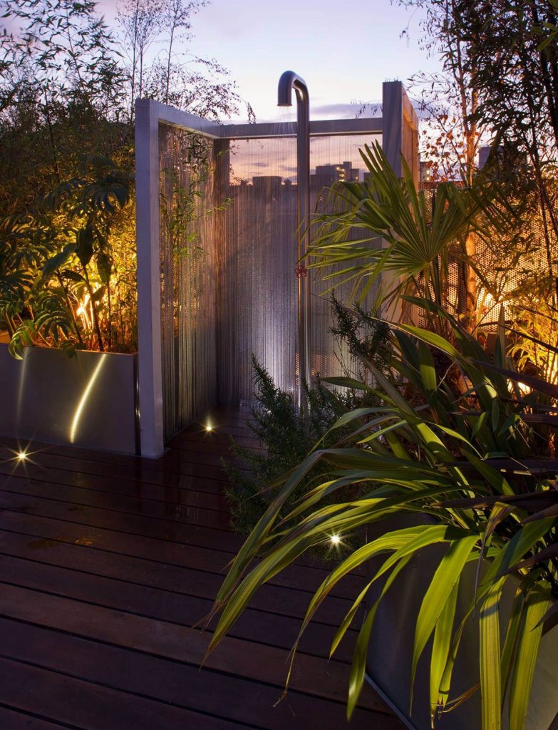Outdoor shower on a London rooftop designed by Nick Leith Smith Architecture + Design