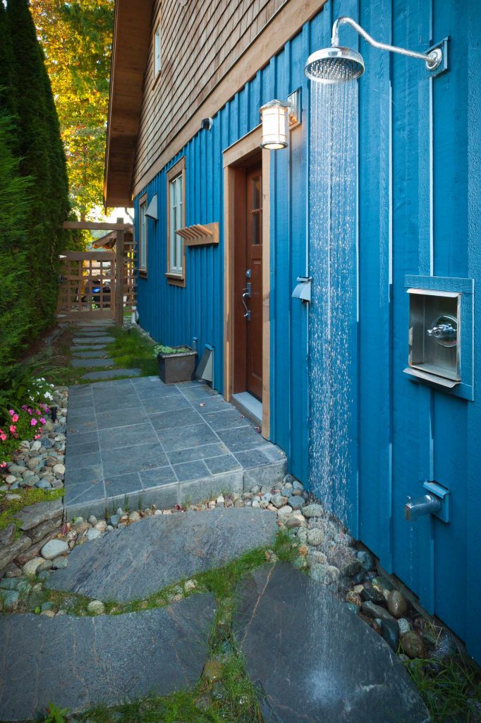 Shower built into the exterior of the house.