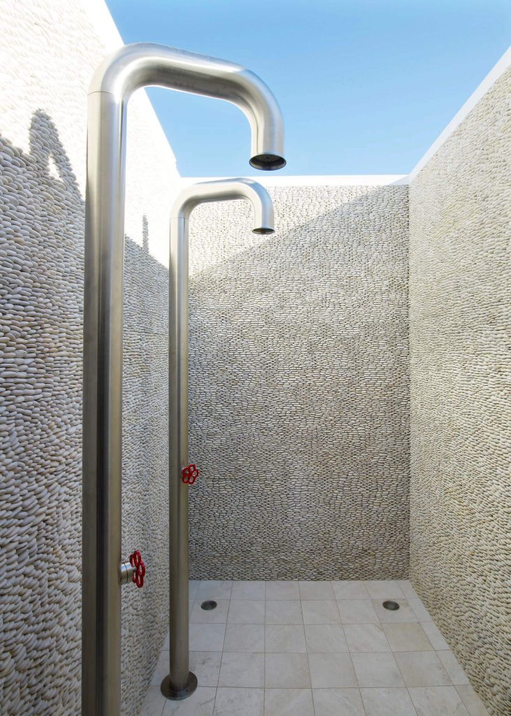 Stunning outdoor shower on a property on New York’s Long Island