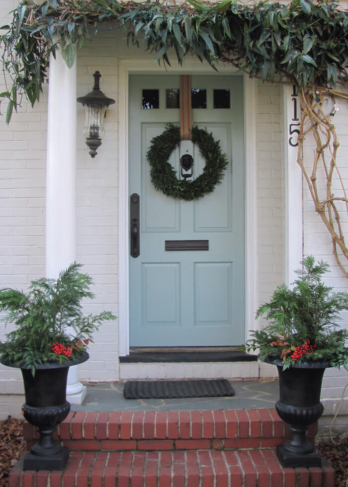 The door wreath hook is a decorating opportunity. Try covering it with a ribbon or fabric.