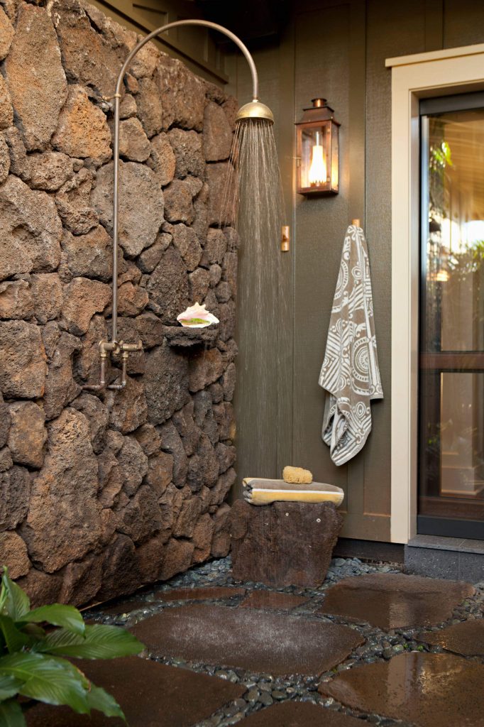 The shower wall for this Hawaiian property by Chelsea Court Designs