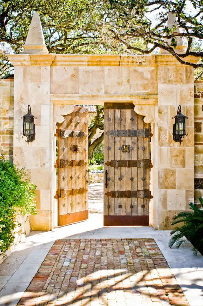 This large garden gate leading to a courtyard in Austin, Texas