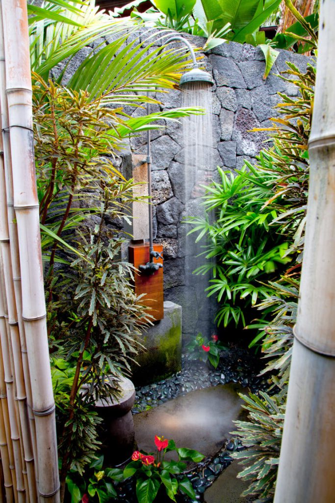 Tropical outdoor shower in Hawaii